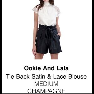Ookie & Lala cream satin and lace blouse size M